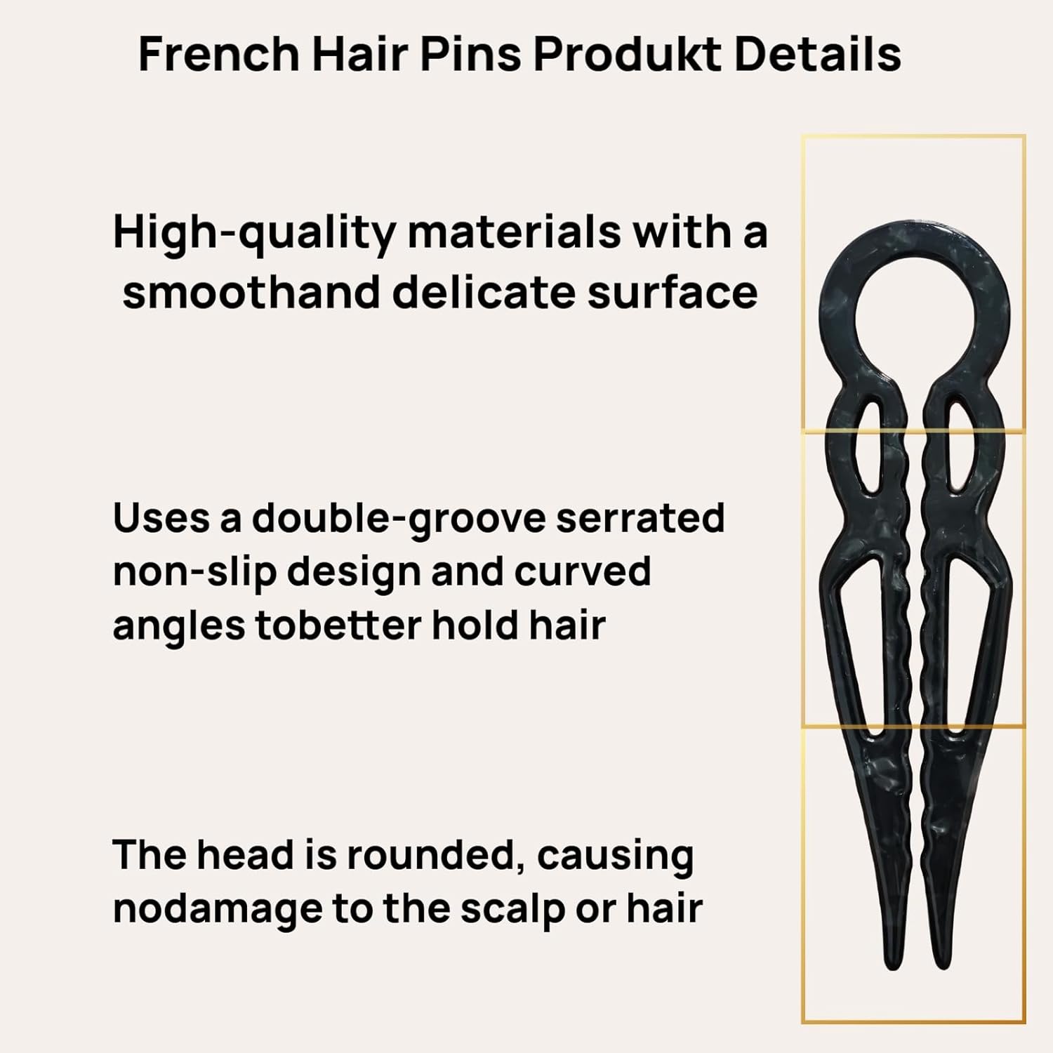French Hair Pins for Women, 3Pc Prestige Hair Pin, Women Hair Accessories, Suitable for Thick Hair (amber,black,Spotted color) - Image 6