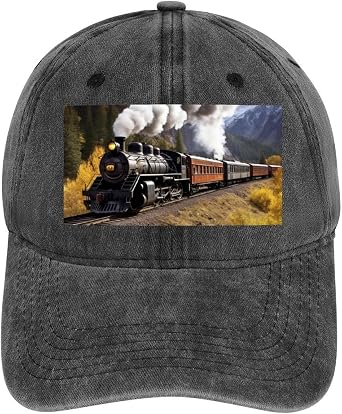 Steam Locomotive Train Baseball Cap for Women Men Golf Dad Hat Adjustable Classic Baseball Hat Outdoor Sports Caps,