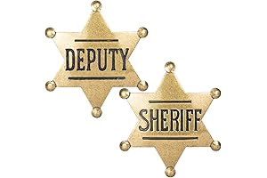 2 Pack Mental Western Sheriff Deputy Badge for Kids Adults