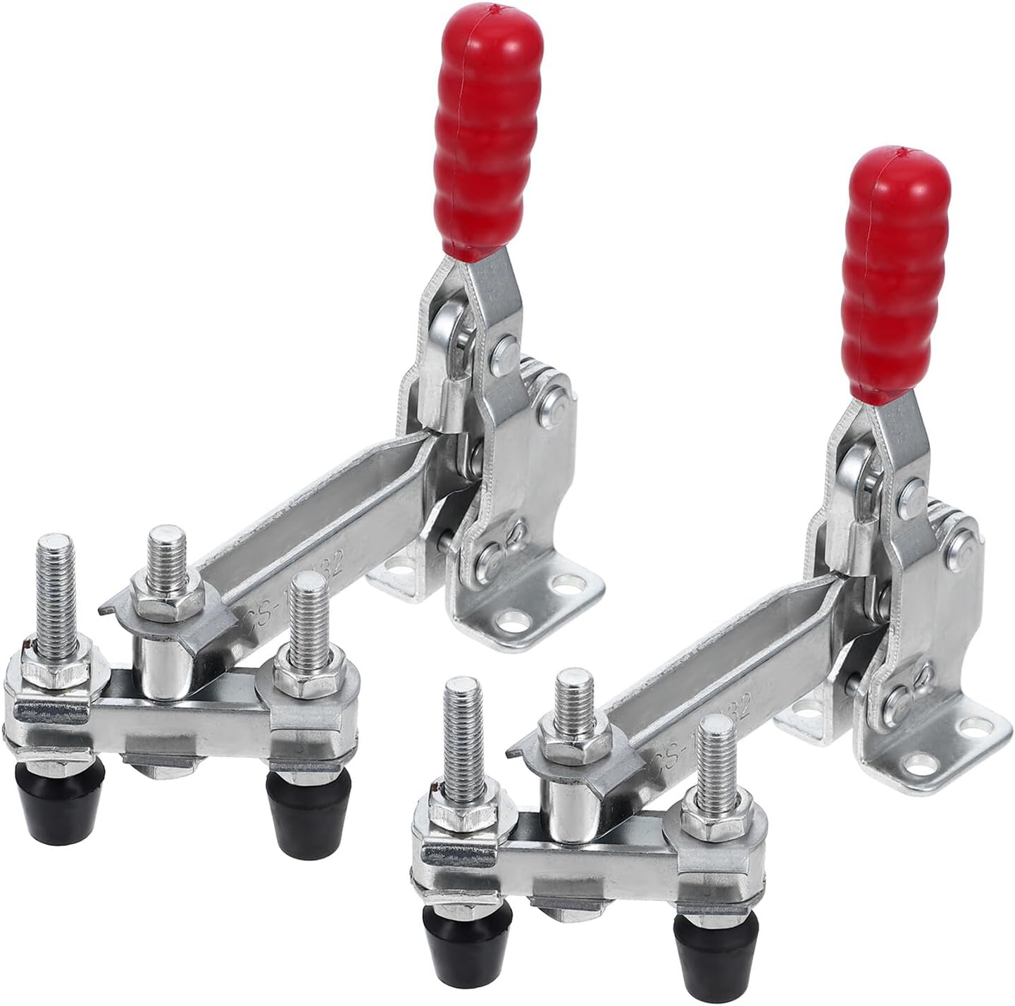 2pcs Vertical Double-head Quick Release Welding Toggle Clamps Zinc-plated Iron Fixed Workholding Clamps for Woodworking and Metalworking Fixtures