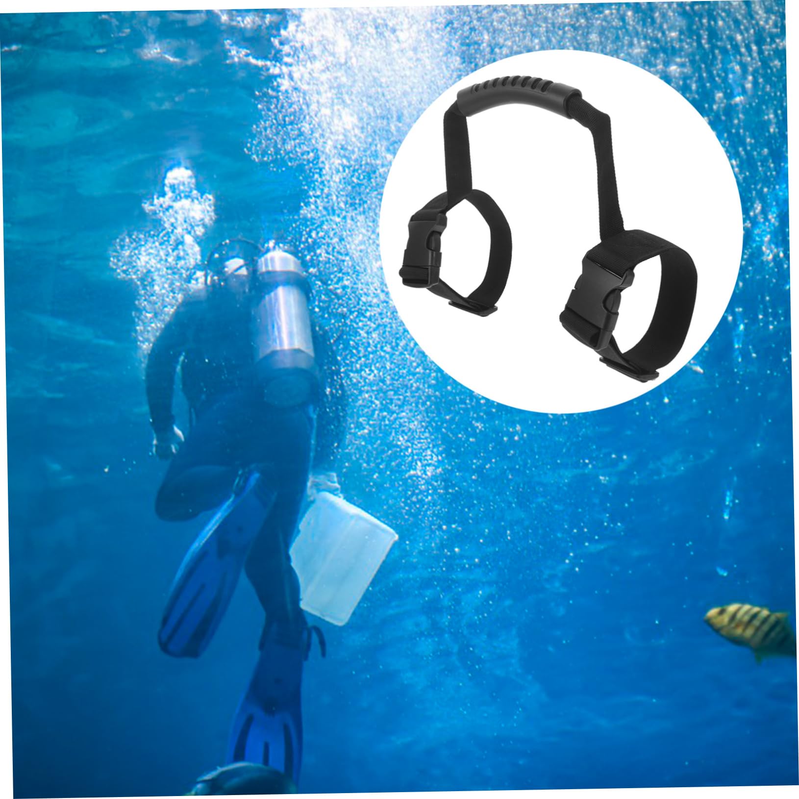 Mikikit Retainer Strap Dive Tank Cylinder Band Diving Carrier Stretchy Dive Tank Band Scuba Tank Wear-Resistant Polyester Band Polyester Strap Retainer Band Polyester Yarn Black