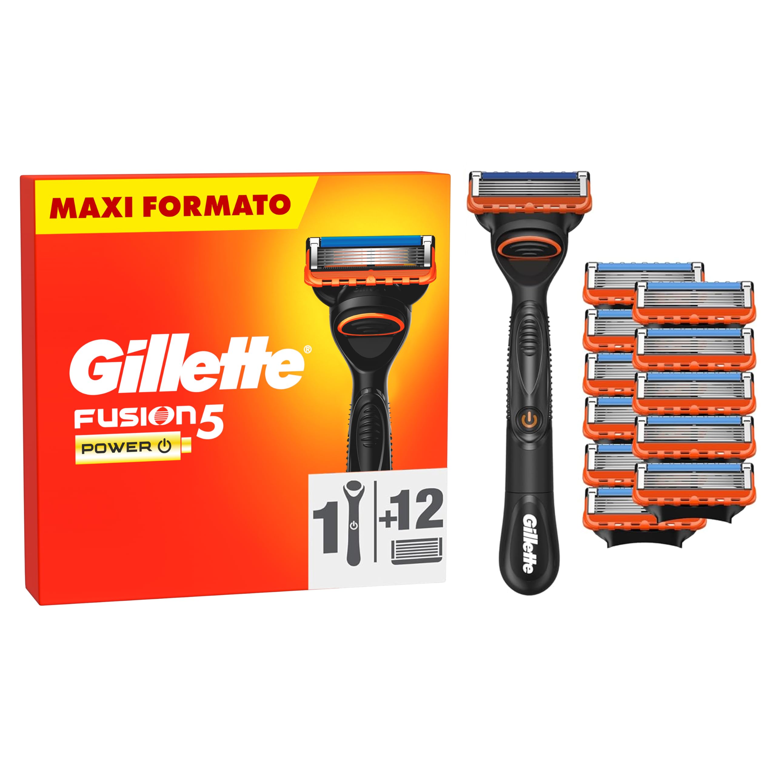 Gillette Fusion 5, 1 Manual Beard Razor and 5 Replacement Shaving Blades for Fusion5 Manual Shaver 5 Blades, Sliding Shaving with Lubricating Strip, Up to 1 Month Razor for Blade