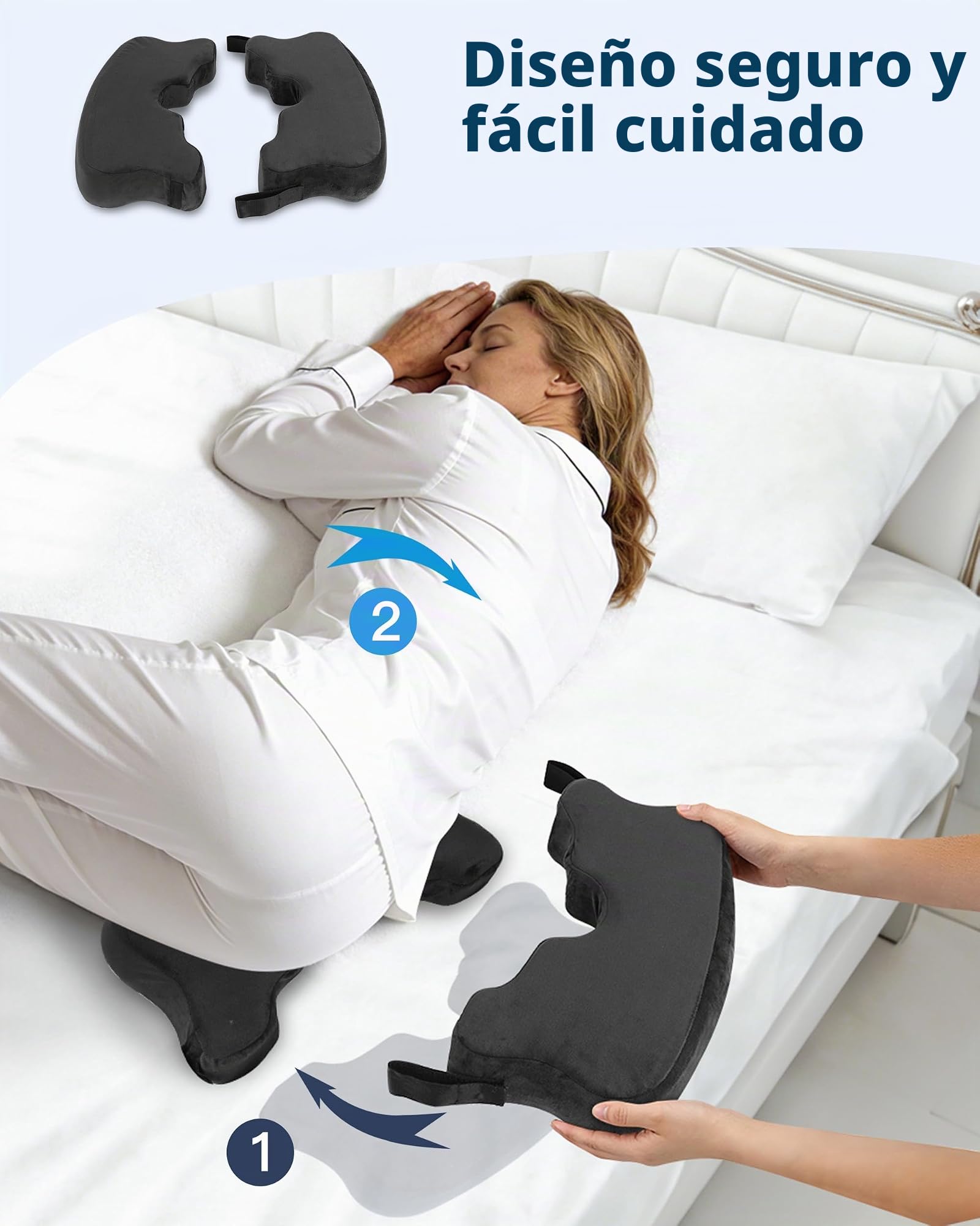 HOMCA Cojín Antiescaras Plegable y Desmontable, Cojín Hemorroides de Espuma Viscoelástica para Reposo en Cama y Sentarse Durante Periodos Prolongados (Negro)