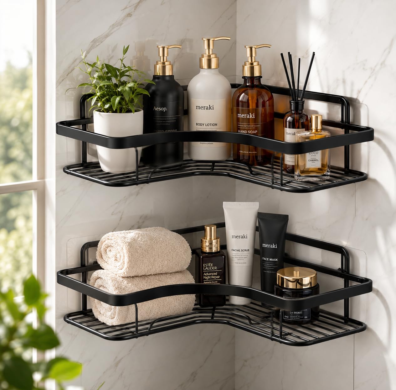 ERA Self Adhesive Corner Pack of 2 Shelf for Bathroom & Kitchen, Wall Mounted Corner Rack, Mild Steel Matte Black, No Drilling, Waterproof & Rust Resistant, Heavy Duty Storage-picture-25