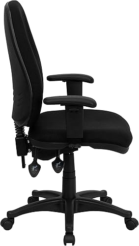 Miniatura 4 de Flash Furniture Silla de oficina ergonómica giratoria ejecutiva de tela negra con respaldo alto con brazos ajustables