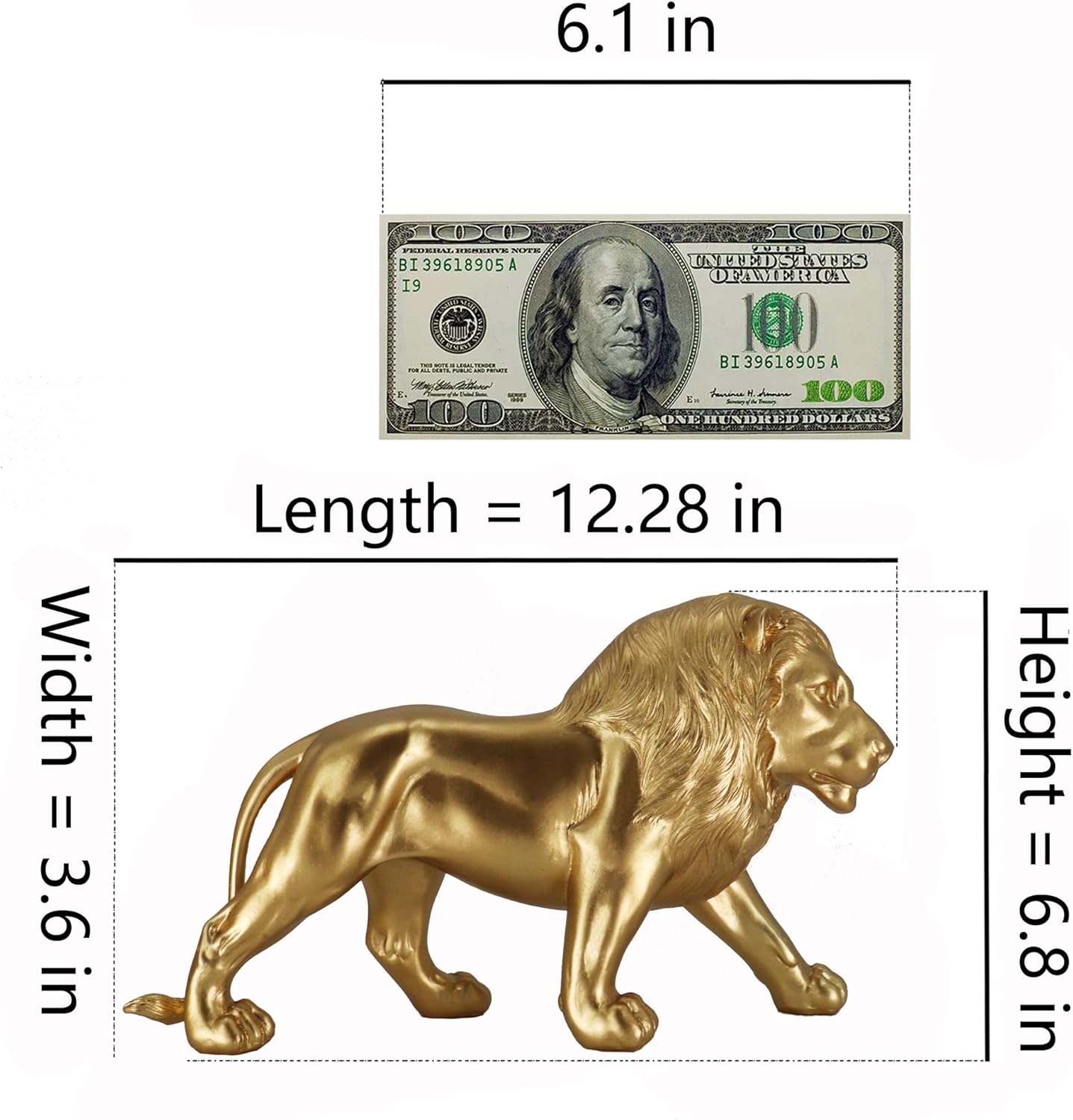 12" Decoration Collectible Gold Lion Statue, Desk Decor, Room Decor, Home Decor, Modern Art Sculpture, Handmade Resin Animal Statue, Gift for Women,Brother,Friend - Image 7