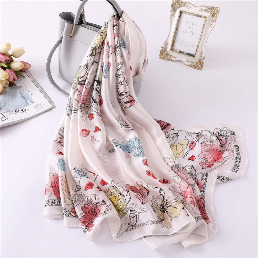 Foulard en soie femme grand châle floral doux idée cadeau anniversaire