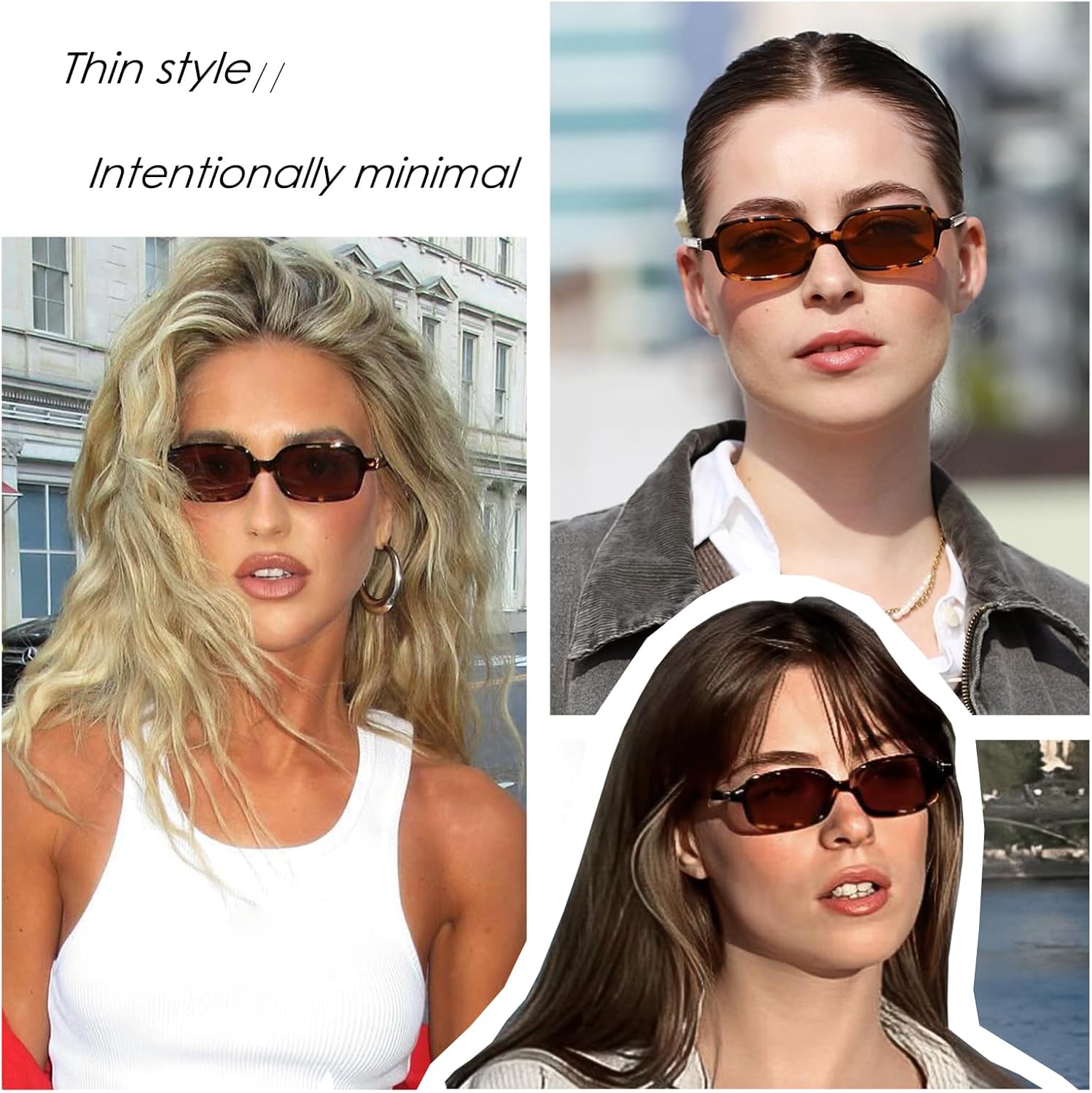mosanana Small Narrow Rectangle Sunglasses for Women Trendy Retro 90s Style MS52479 - Image 3