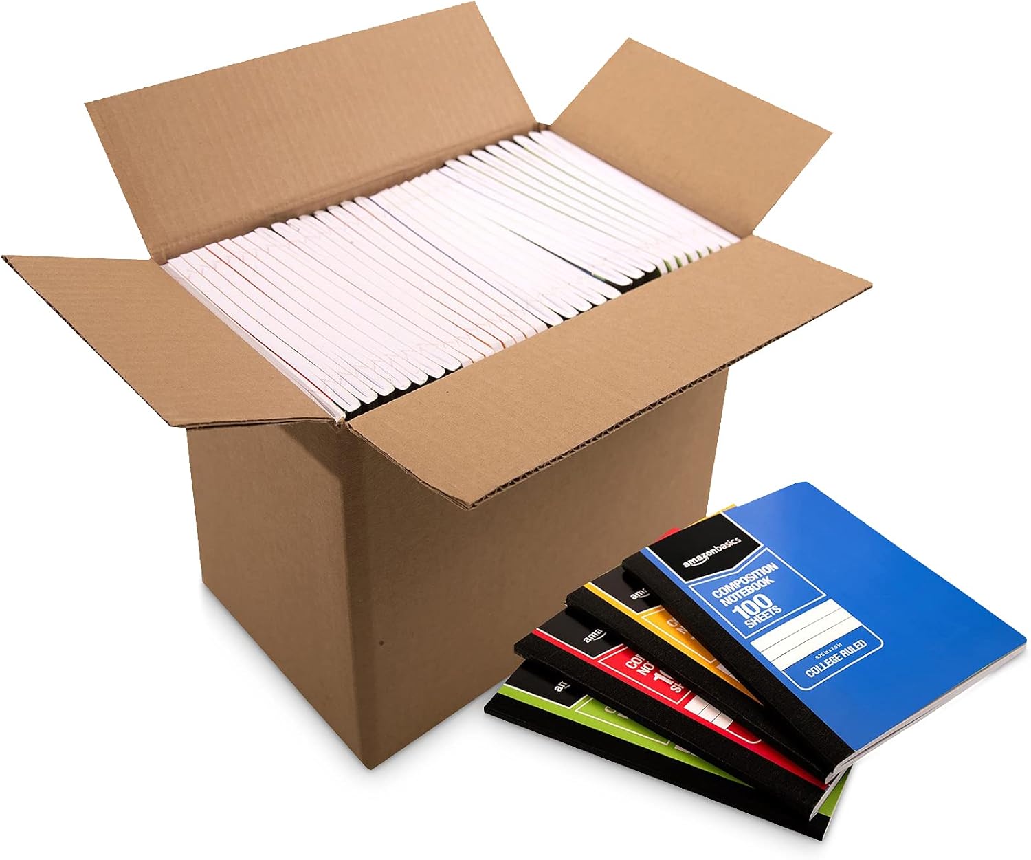  Basics College Ruled Composition Notebook, 100 Sheet, Assorted Marble Colors, 4-Pack : Office Products