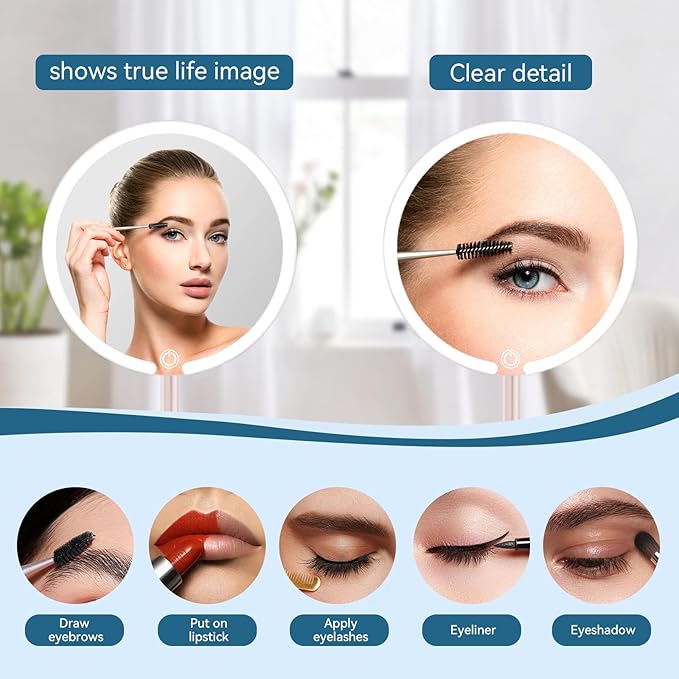 Espejo de Maquillaje con Luces LED, 3 Modos, Brillo Ajustable, Recargable miniatura 5