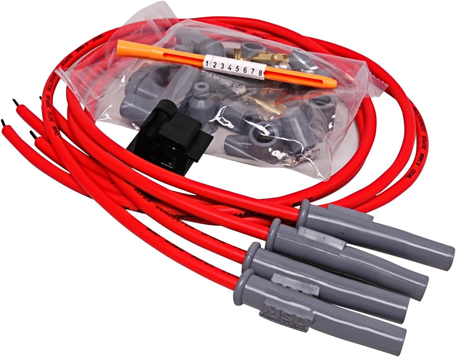 MSD 31449 Super Conductor Spark Plug Wire Set, 8.5mm, Motorcycle, 4 Cylinder