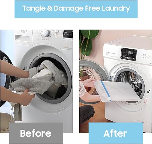 Miniatura 6 de 4 bolsas grandes de malla para ropa interior delicada con cremallera, 2 piezas de 24 x 24 pulgadas, 2 piezas de 20 x 24 pulgadas