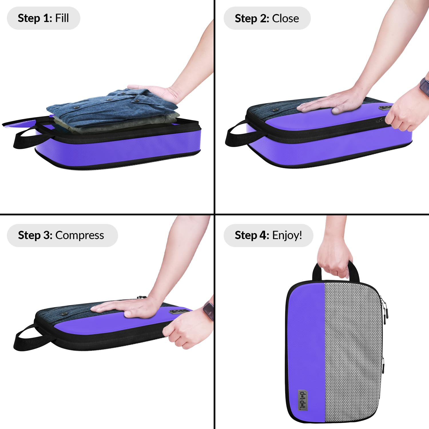 Cubos grandes de compresión para viajes, juego de 5 cubos de embalaje de compresión, bolsas organizadoras de maleta de mano, bolsas organizadoras de cubos de viaje para equipaje