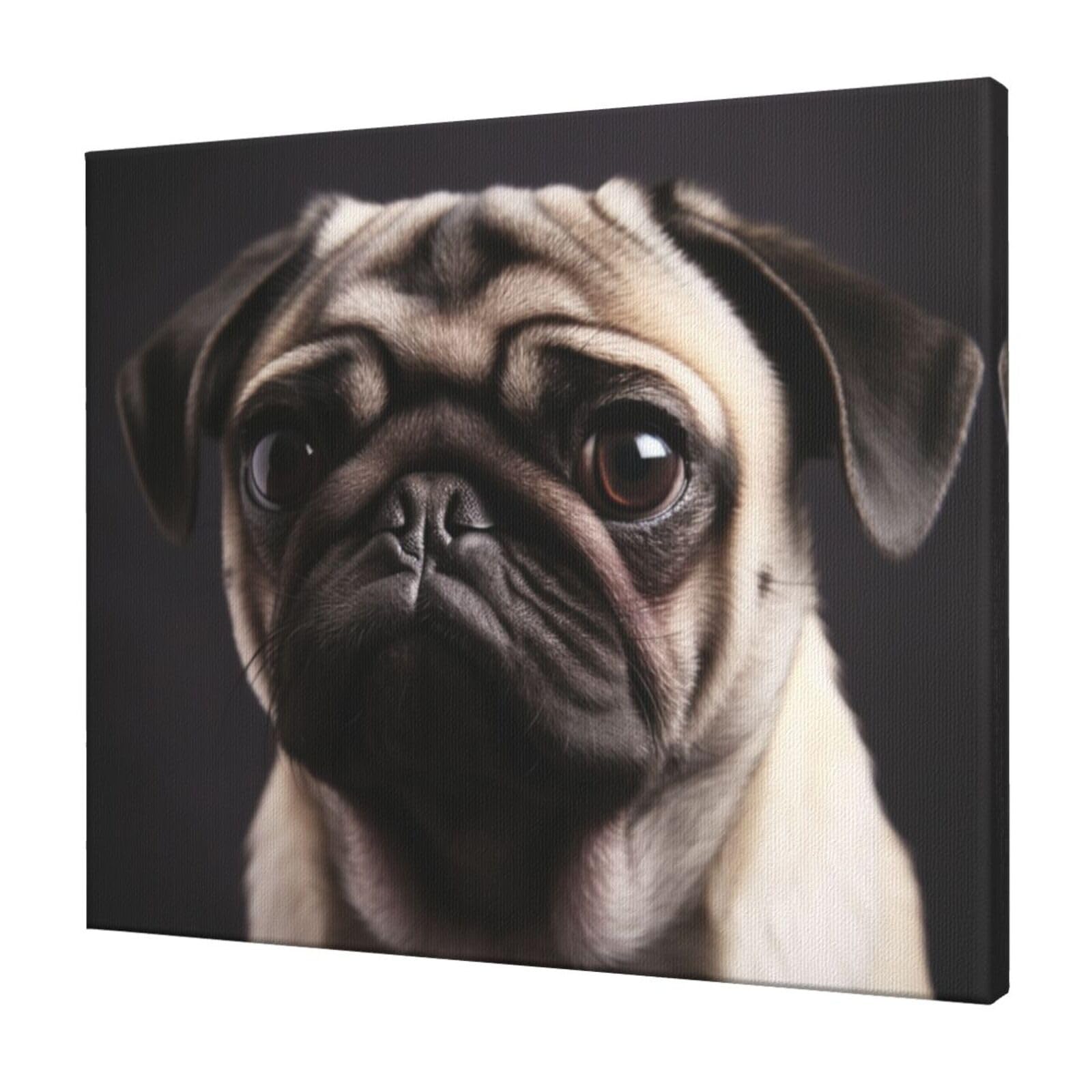 FodPand pug Canvas Wall Art for Living Room Wall Decor 20"x24" Modern Artwork Painting Pictures Hanging Canvas Prints Aesthetic Wall Art for Bedroom Bathroom Office Wallart Decor