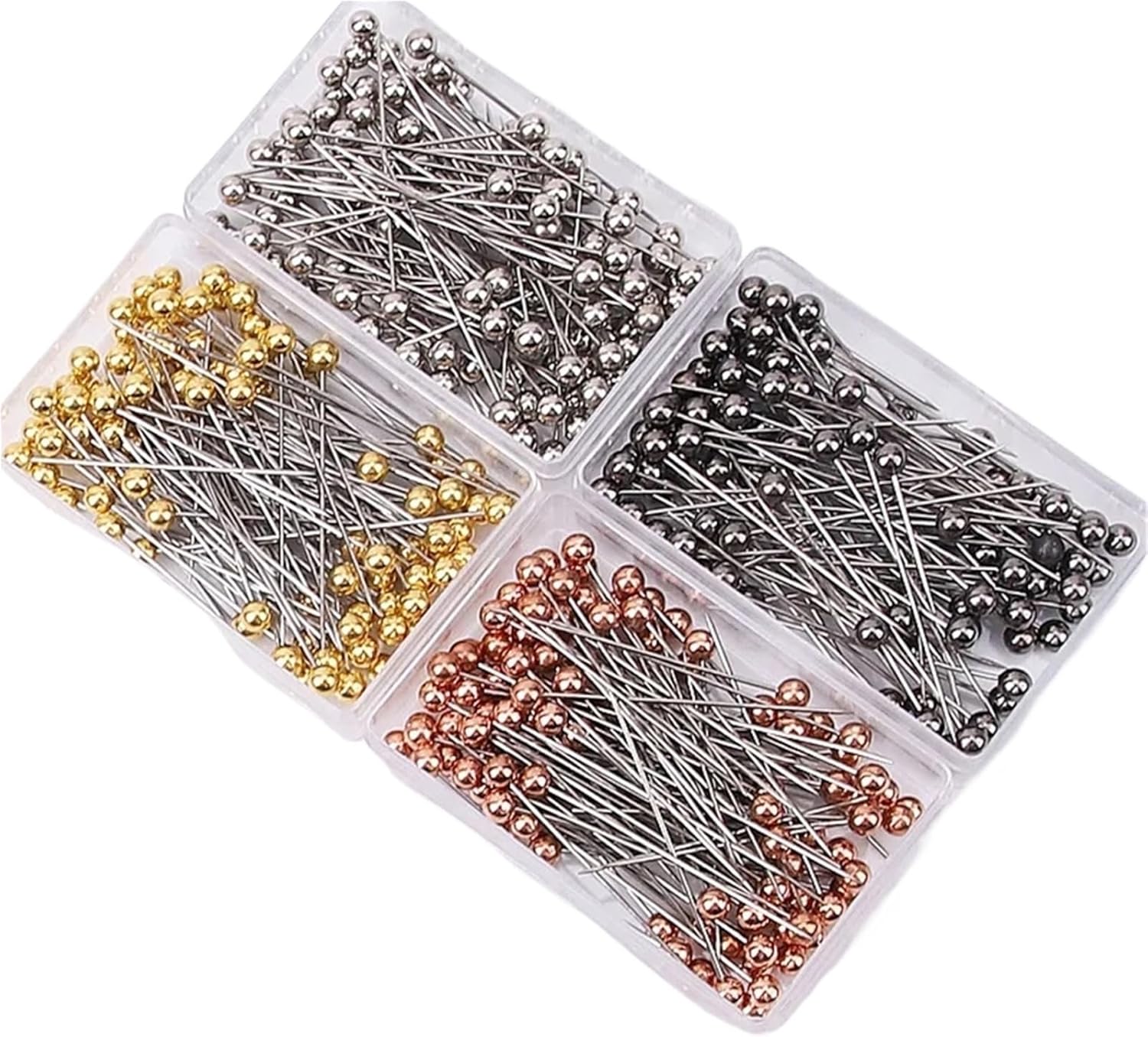 Sewing Pins Sewing Pins Round Pearl Ball Multicolor Head Straight Quilting for Dressmaker Positioning DIY Jewelry Decor(Silver Plated,600pcs)