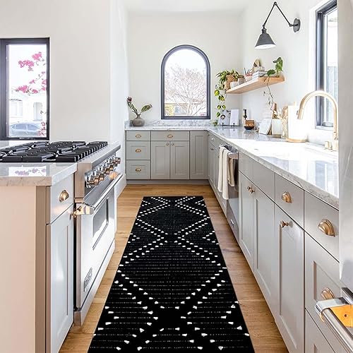 Miniatura 2 de HAOCOO Alfombra bohemia de 2 x 8 pies alfombra de cocina tejida de algodón lavable a máquina para pasillo entrada sala de estar dormitorio