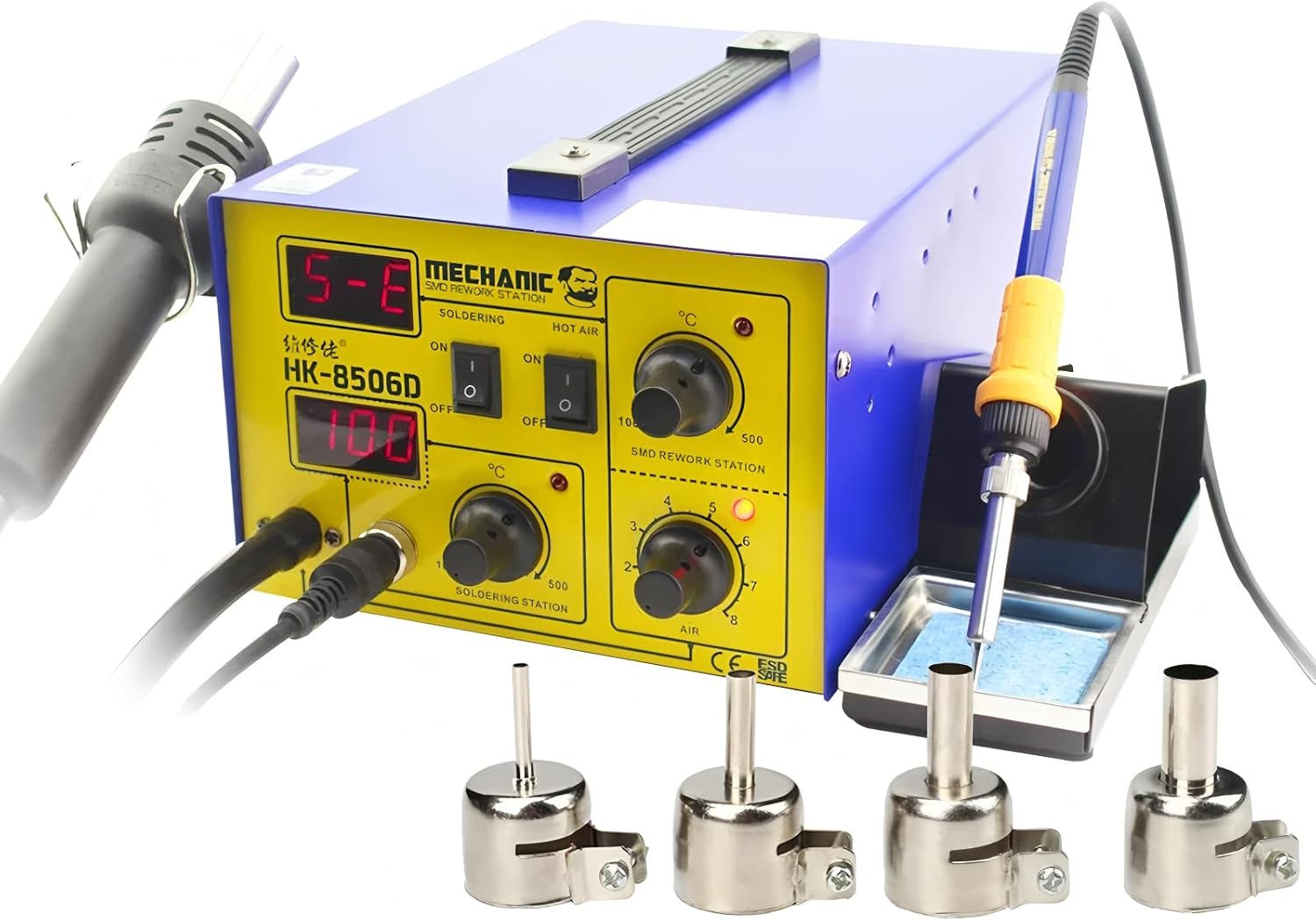 MECHANIC smd hot air rework station Digital Display Welding Station HK-8506D With Soldering Iron hot air gun For Phone Repair