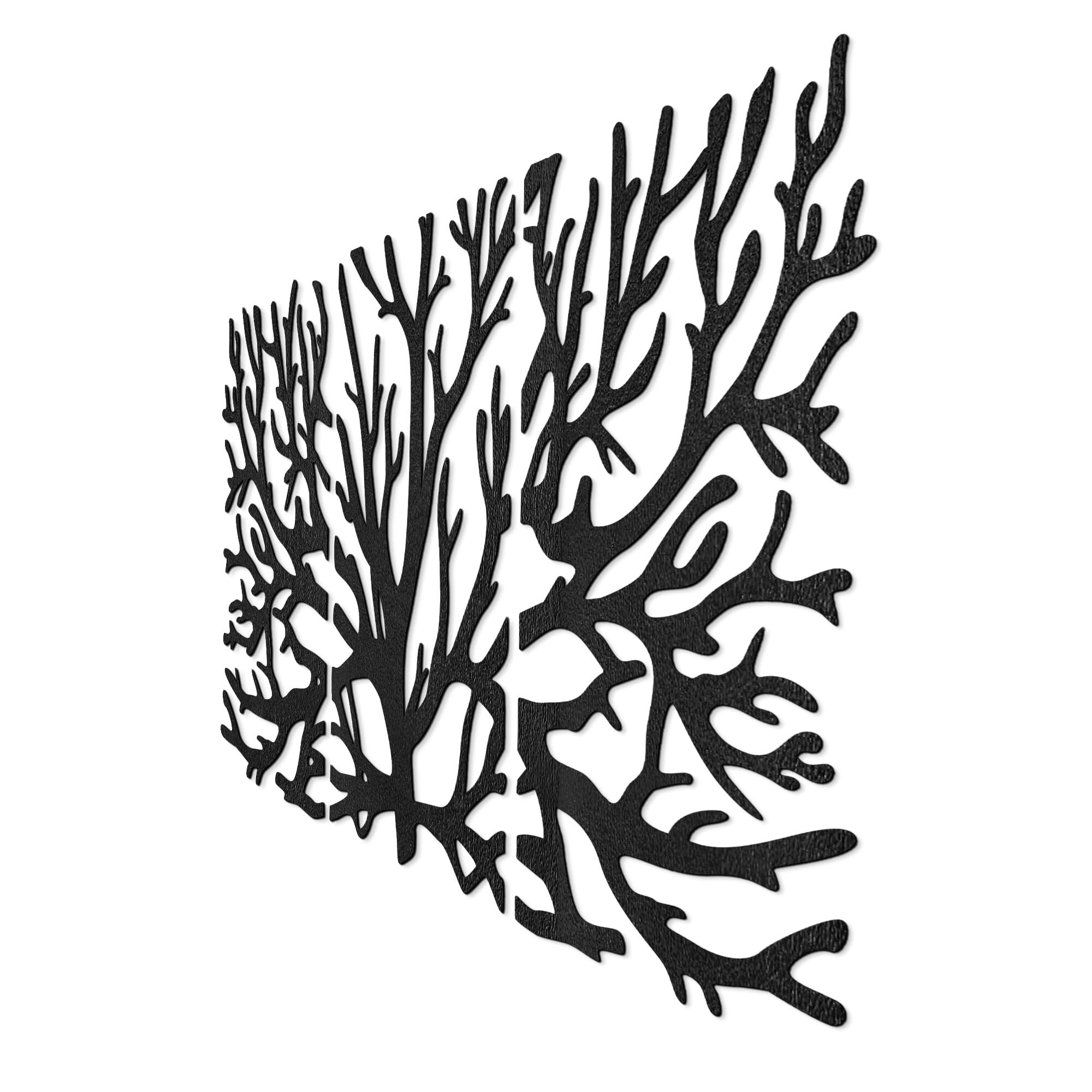 SENTOP HDF0502 Decorazione da parete in legno – Rami, decorazione a parete con 3 pannelli in legno, decorazione naturale in legno per soggiorno, camera da letto e ufficio (80 x 32 cm, nero)