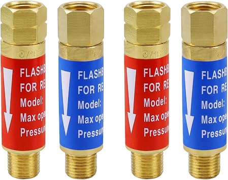 Oxygen Acetylene Flashback Arrestors Set 9/16-18 Threads for Regulator 2-Set/4pcs