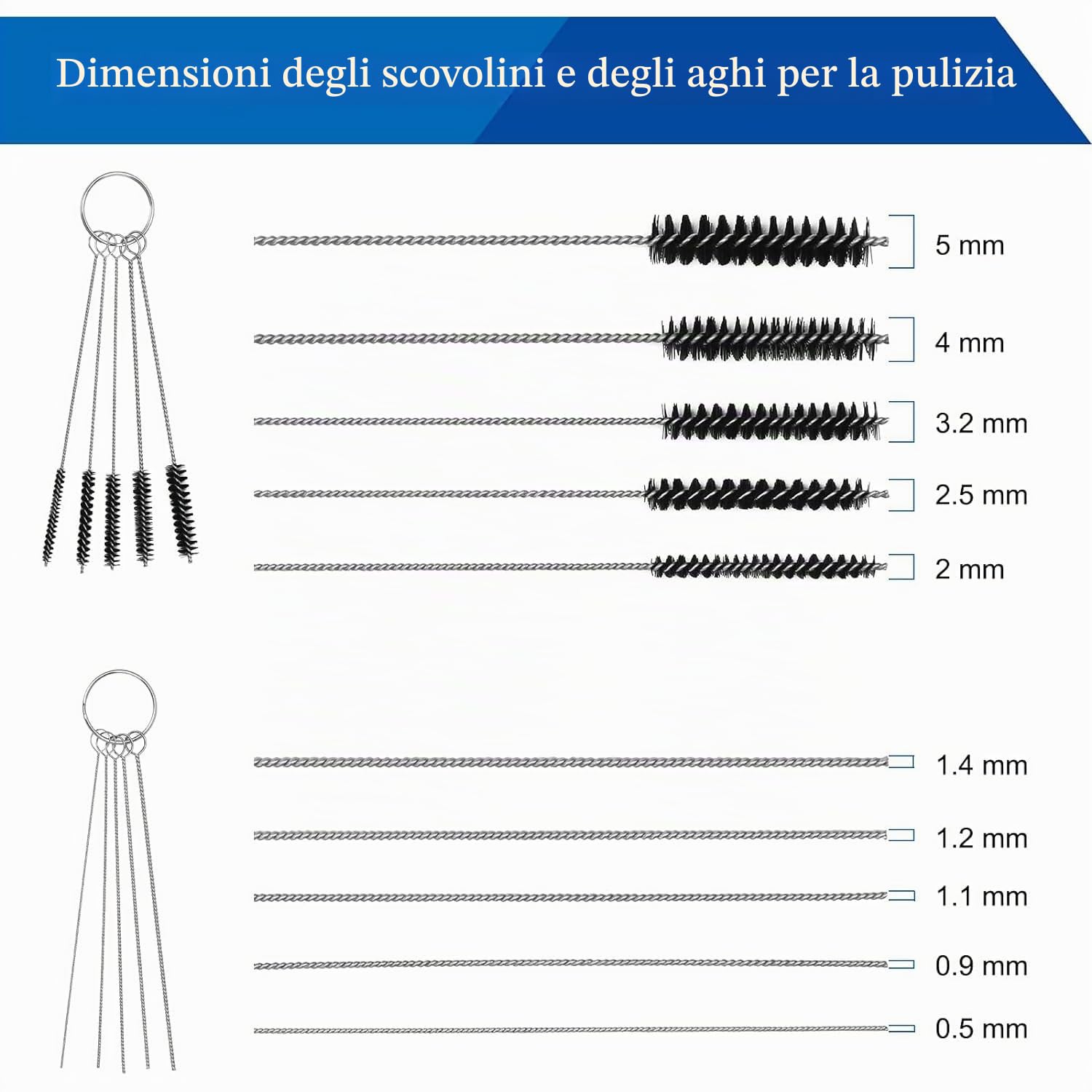 ABEST Kit di pulizia aerografo, 5 aghi di pulizia + 5 spazzole in nylon + 1 strumento di riparazione per rimuovere la vernice dall'ugello e lo sporco.