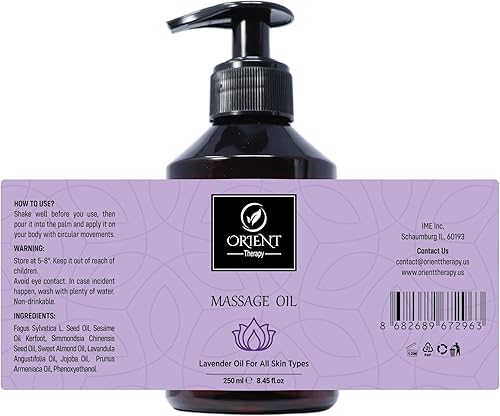 Miniatura 2 de Orient Therapy Aceite de masaje de lavanda impregnado con aceite esencial de lavanda para pieles secas aromaterapia relajación terapia de masaje