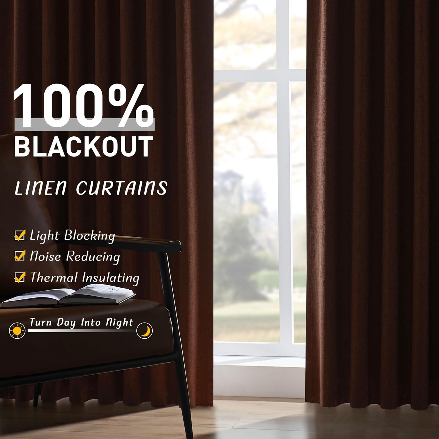 UHITECH Black Out Curtains for Bedroom 96 Inch Long 2 Panels Set Farmhouse Blackout Curtain Living Room Back Tab Patio Outdoor Drapes Terracotta