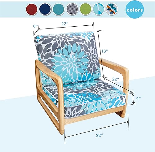 Miniatura 6 de JMGBird Juego de cojín para silla de exterior, juego de cojines para sillas de asiento profundo, 22 x 22 pulgadas, cojines de exterior para muebles