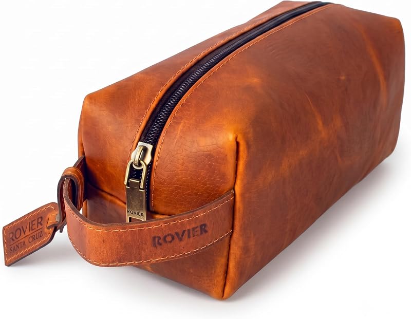 Necessaire masculina ROVIER Oxford em couro bovino Havana
