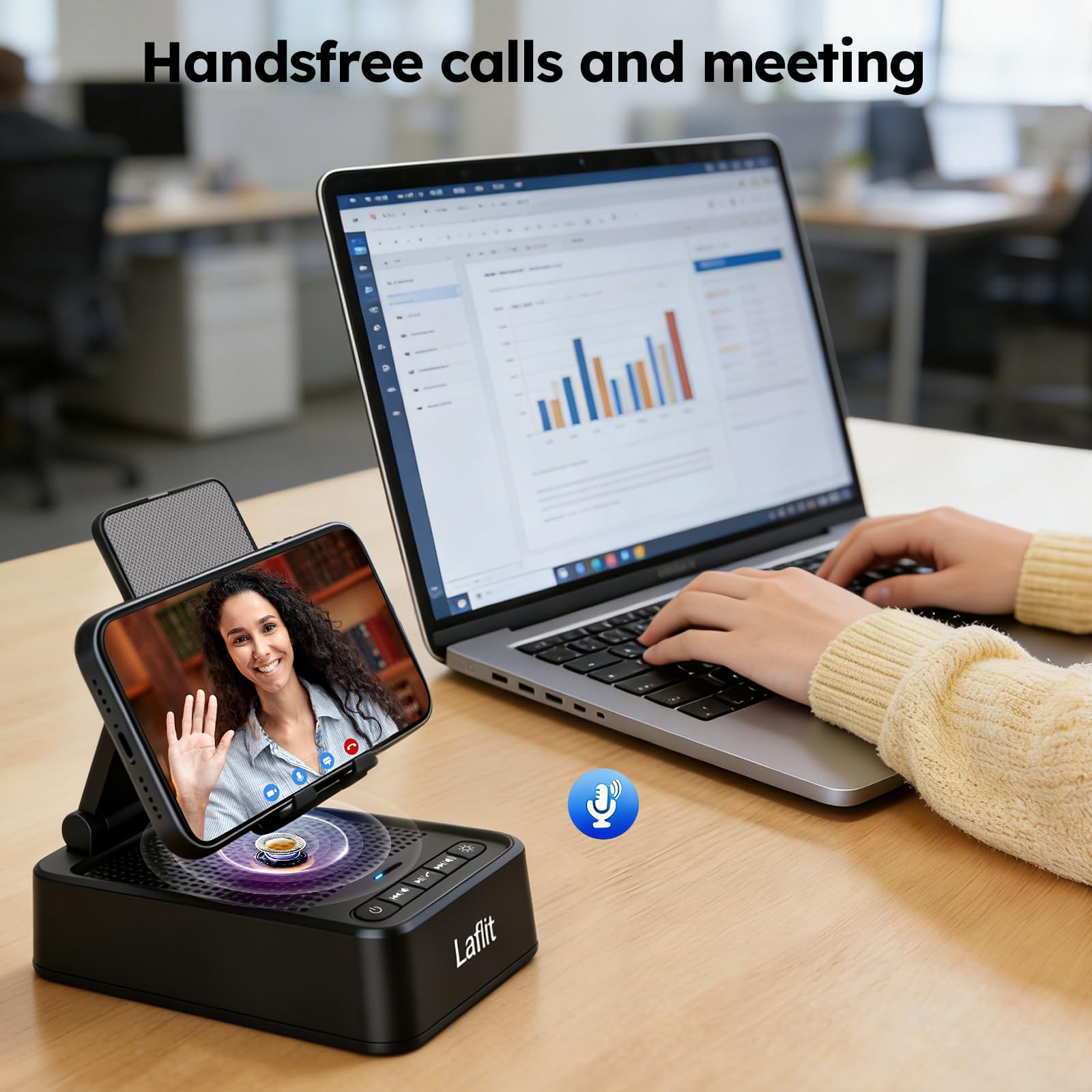 Geschenke für Männer und Frauen, Telefonständer mit Bluetooth-Lautsprecher und LED-Umgebungslicht, HD-Surround-Sound-Lautsprecher, kompatibel mit allen iPhone/Android-Handys, iPad, Kindle