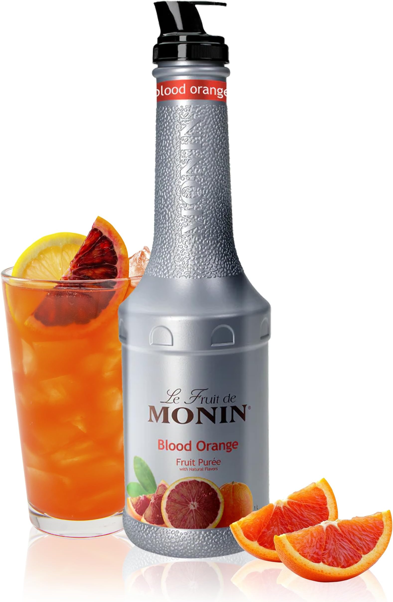 Monin - Blood Orange Puree, Tart, Juicy Citrus Taste, Great for Lemonades, Cocktails, and Culinary Creations, Vegan, Gluten-Free (1 Liter)