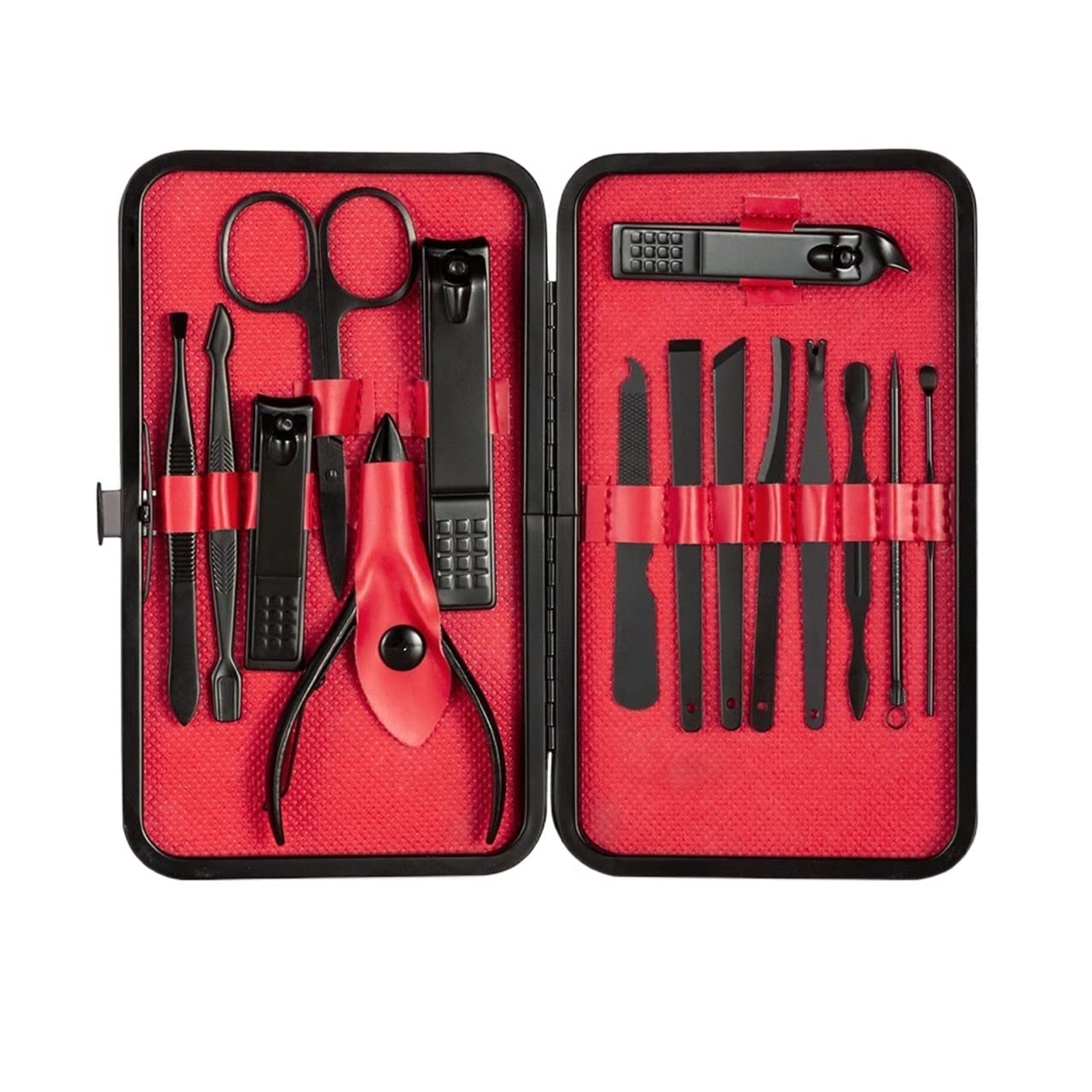 Coupe-ongles en acier inoxydable : kit de manucure rouge 15 pièces