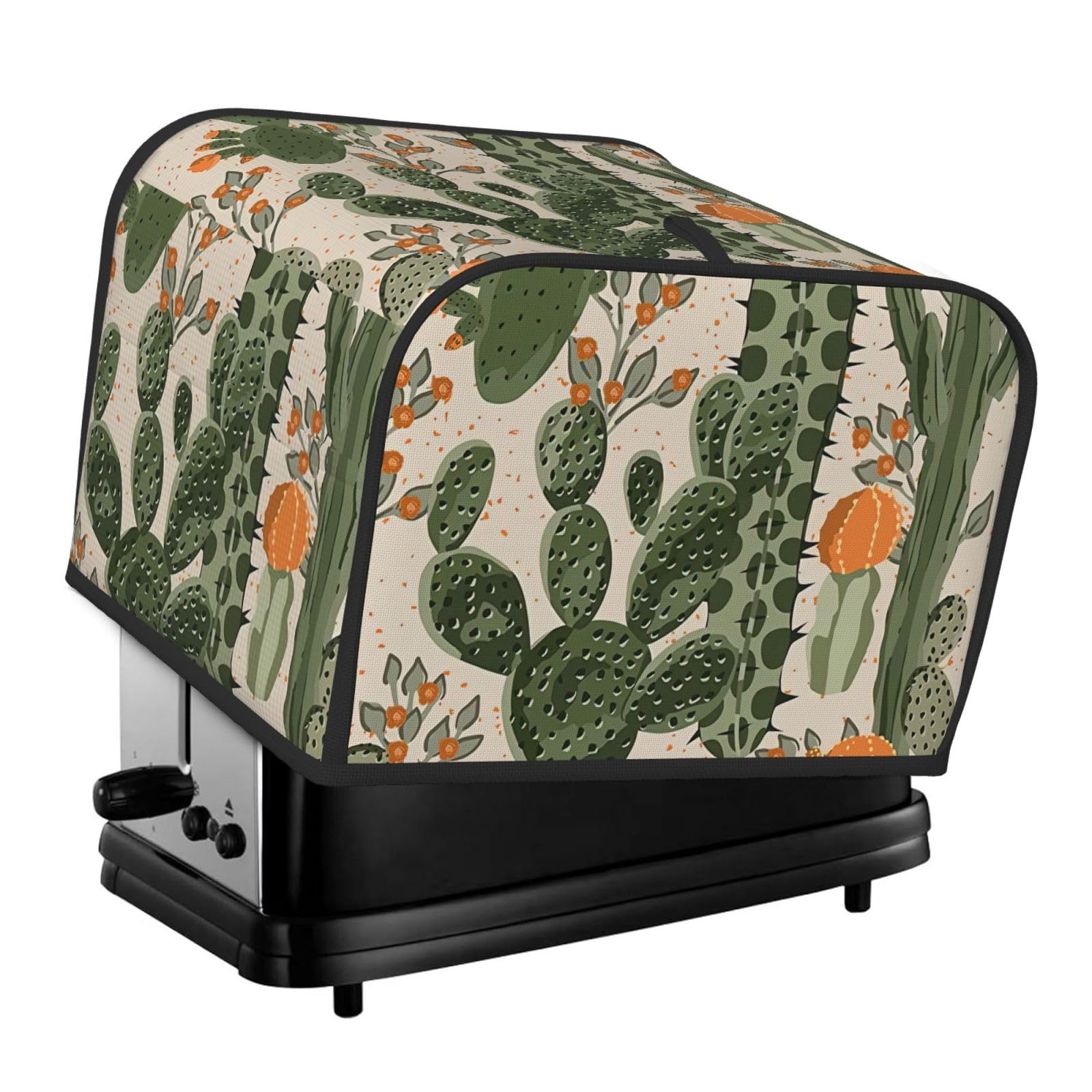 Green Cactus Print 4 Slice Toaster Cover Toasters Dustproof Heat Resistant Kitchen Appliance Protector