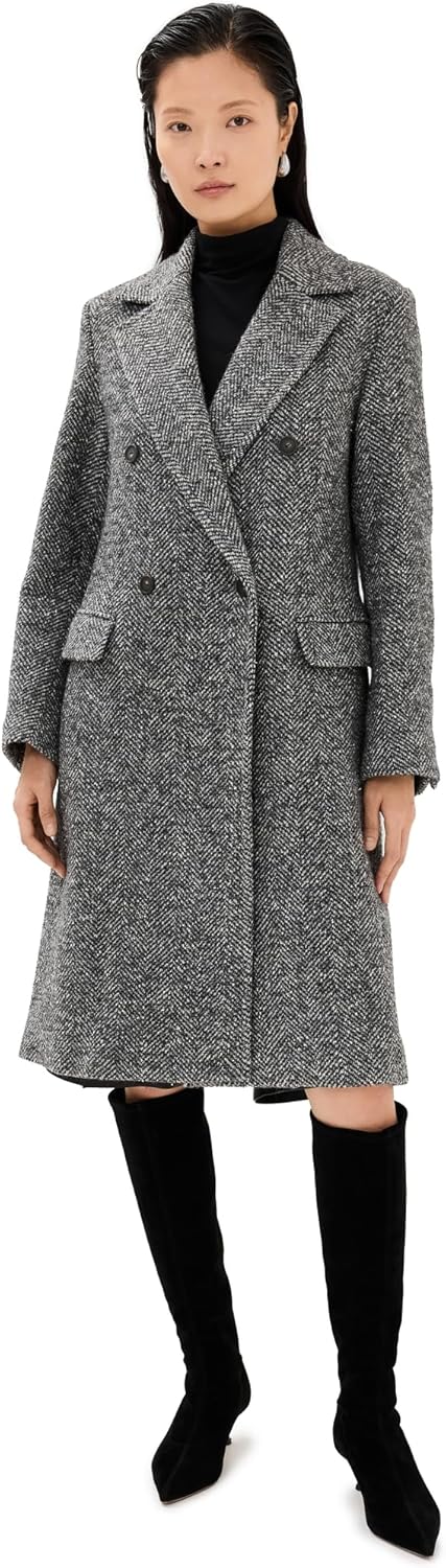 Vince Women's Herringbone Double Breasted Coat