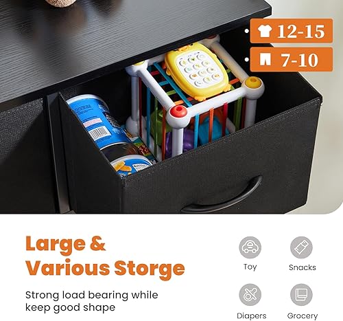 Miniatura 4 de Sweetcrispy Cómoda de 9 cajones para dormitorio, muebles de habitación de niños, torre de pecho alto, unidades organizadoras de almacenamiento para