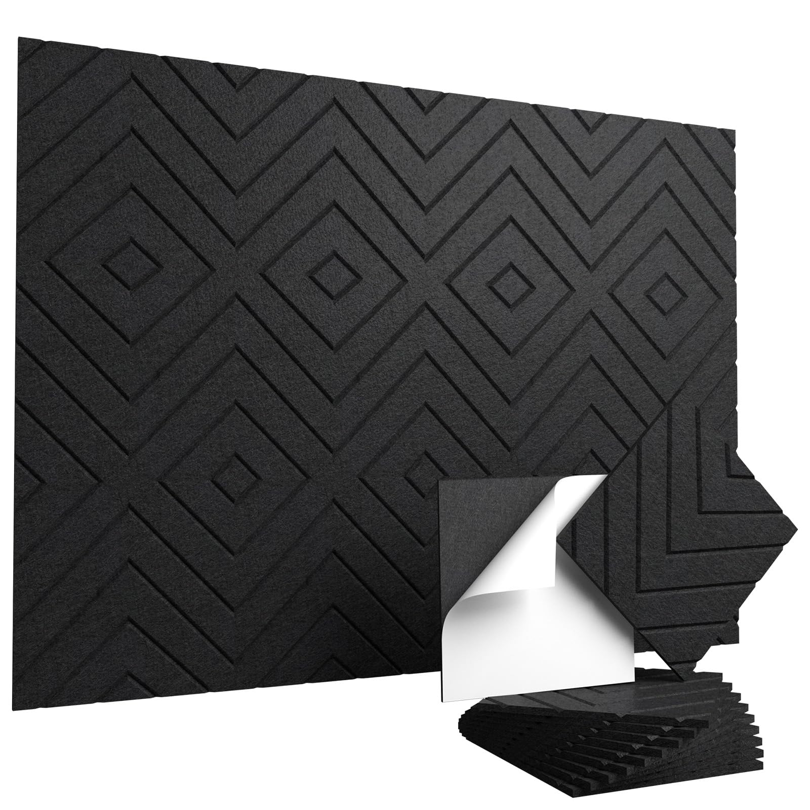 Vieshful Pannelli Acustici Autoadesivi 10 Pezzi 30x30x1 cm – Pannelli Fonoassorbenti Alta Densità per Parete e Soffitto – Insonorizzanti per Studio, Ufficio, Home Cinema, Nero