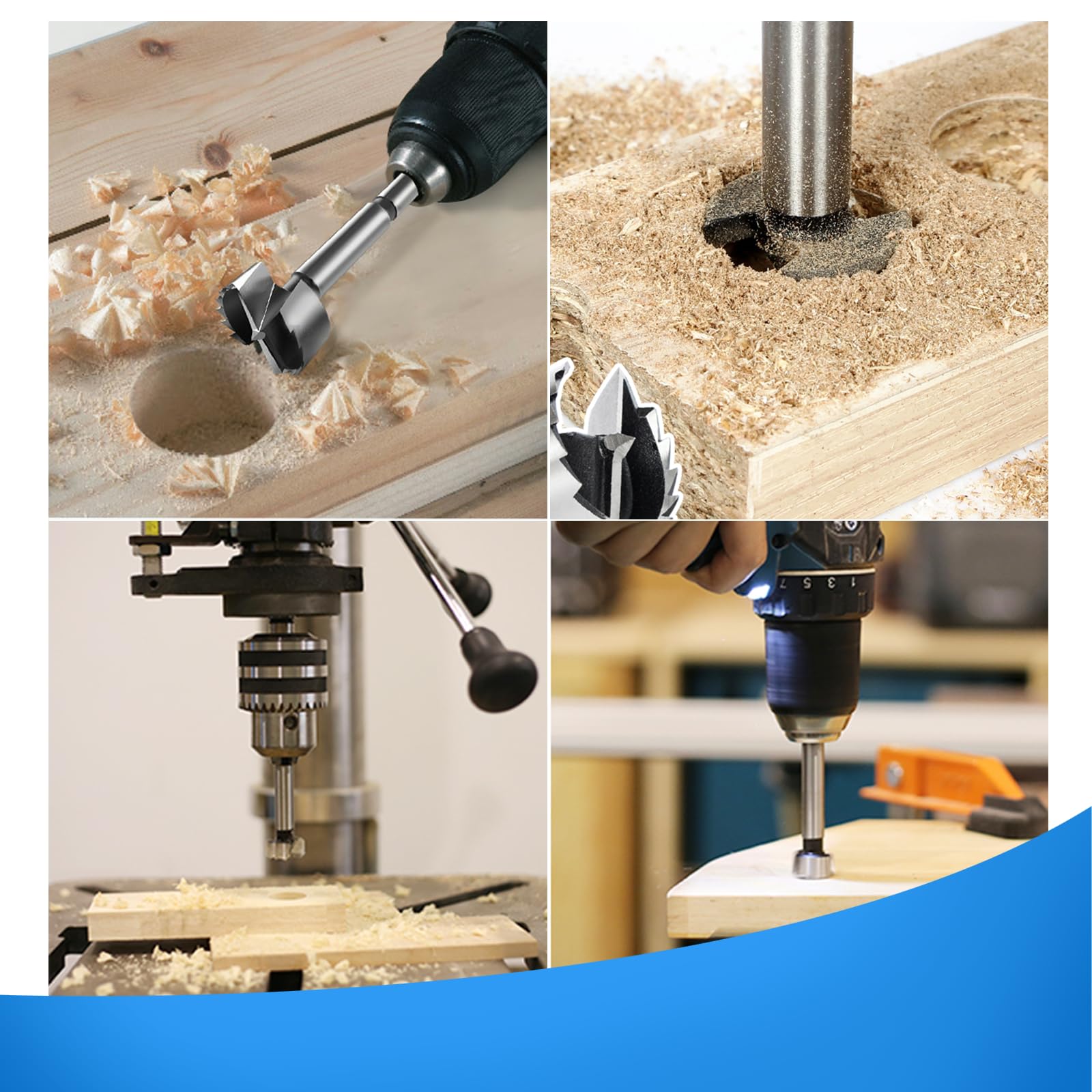 Punte Forstner 15mm Piatta Ad Alette,Punta Multidente Per Legno In Lega Premium Con Gambo Tondo Per Forare Legno,Plastica,Compensato