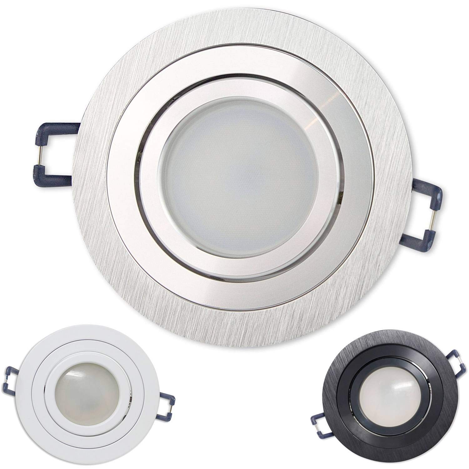 6x Foco empotrable LED Negro - redondo 5 vatios blanco neutral 230V super plano - Luz empotrable giratoria regulable - 75-85mm agujero de perforación empotrable - Techos de focos -