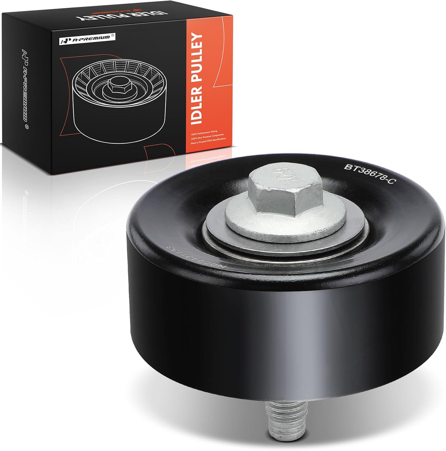 A-Premium Belt Idler Pulley Compatible with Ford F-150, Explorer, Escape, Fusion, Edge, Transit & Ram 1500, 2500, 3500 & Jeep Grand Cherokee, Wrangler, Cherokee & Subaru Outback & Dodge Grand Caravan