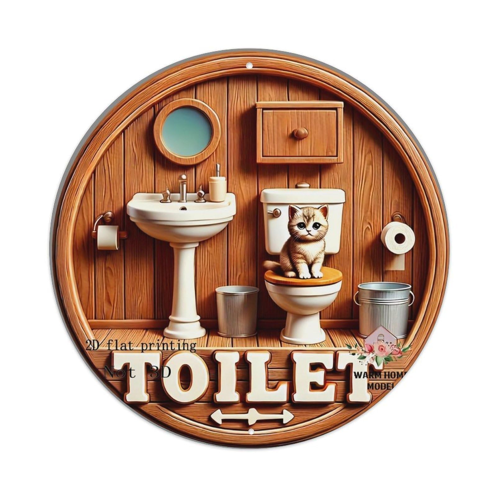 Bathroom With Cat Metal Tin Sign Plaque