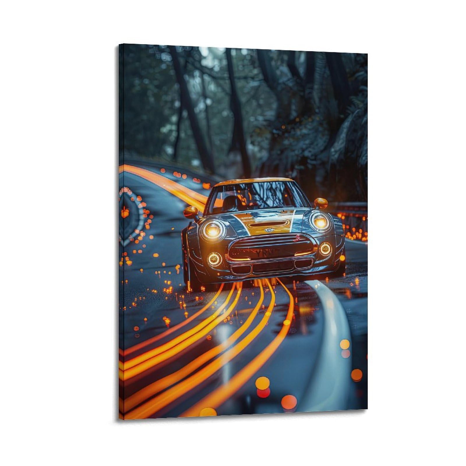 YRNQ Classic Sports Car Poster Mini Cooper S JCW Racing Car Decorative Painting Canvas Wall Artworks Picture 08x12inch(20x30cm)