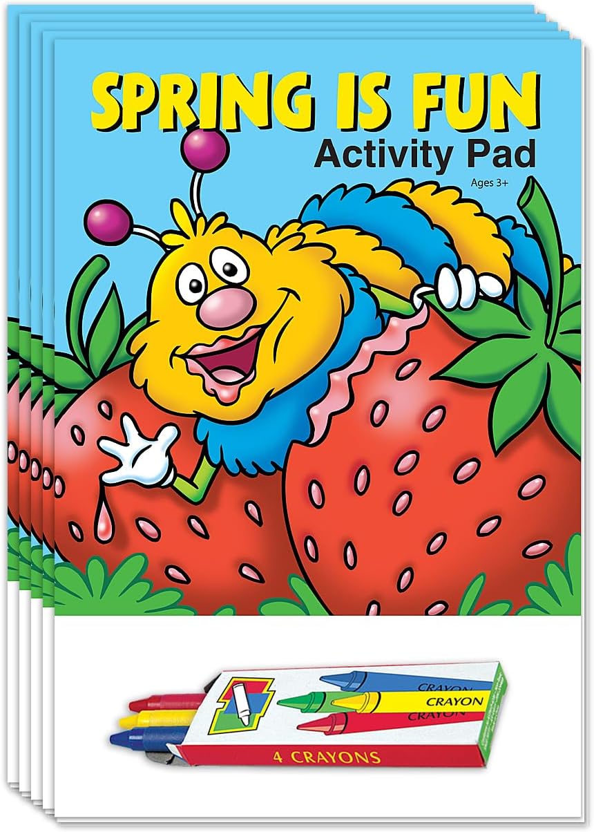ZOCO - Spring is Fun - Mini Activity Pads (50 Bulk Pack Without Crayons) - Party Favors, Goodie Bag Stuffers, Coloring, Games, Mazes, Word Search, Puzzles, Activities for Kids
