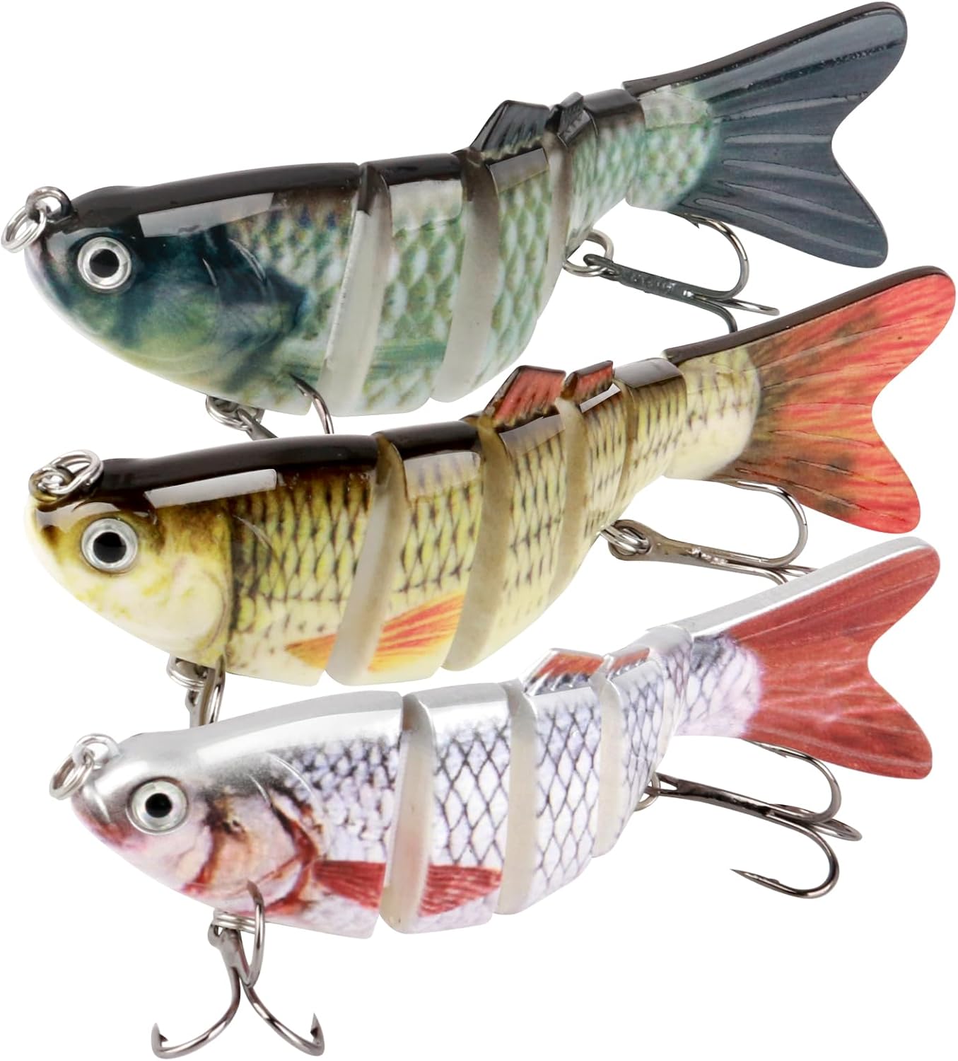 3 Pcs Multi Jointed Swimbaits Fishing Lures Pike Segmented Slow Sinking Swimming Baits with Treble Hooks, Artificial Realistic Lifelike Freshwater and Saltwater Lure for Bass Trout Pike Salmon 3 Pcs Multi Jointed Swimbaits Fishing Lures Pike Segmented Slow Sinking Swimming Baits with Treble Hooks, Artificial Realistic Lifelike Freshwater and Saltwater Lure for Bass Trout Pike Salmon