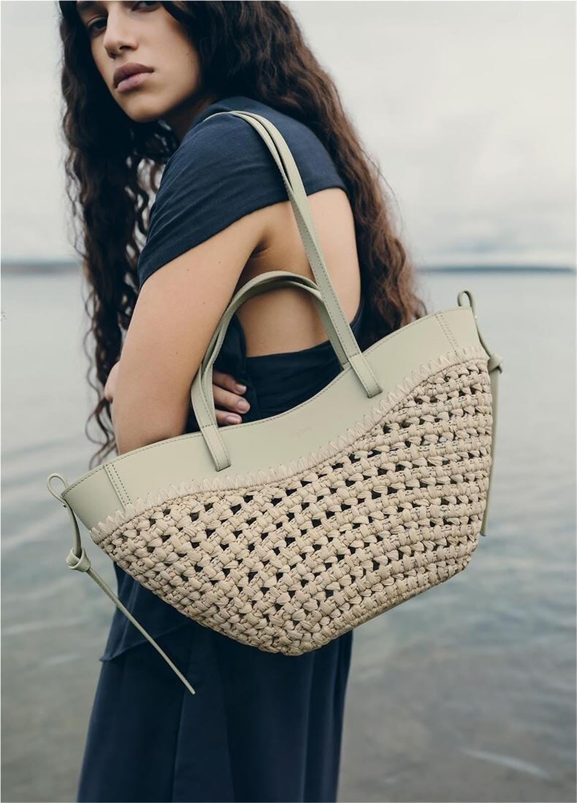 borsa intrecciata Borsa in paglia di grande capacità intrecciata