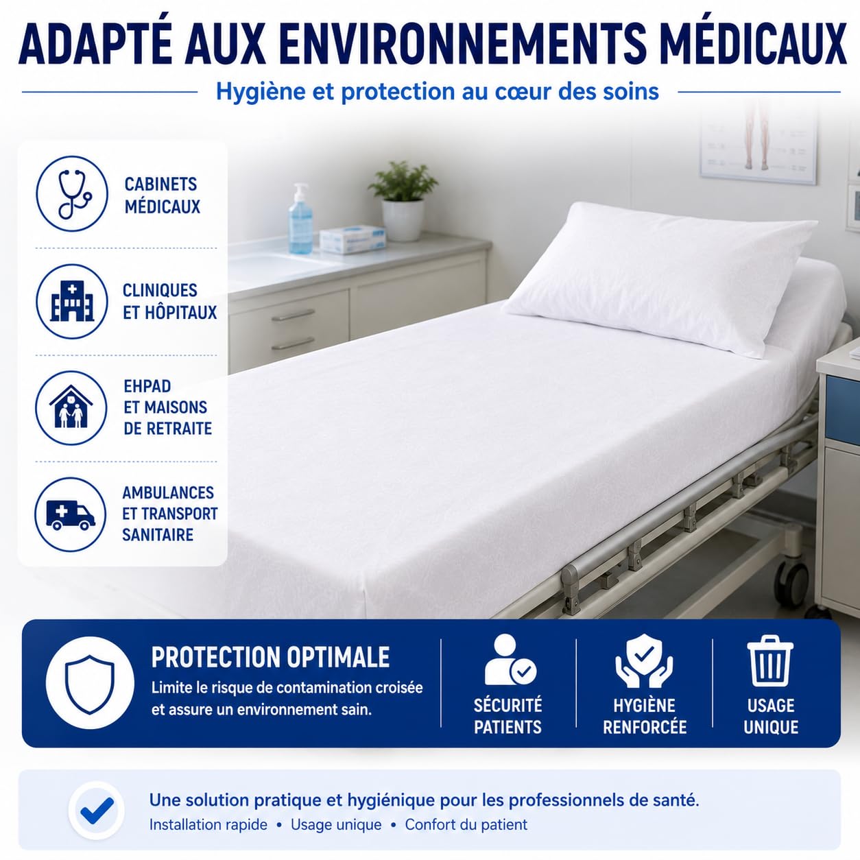 Kit biancheria da letto usa e getta – 5 fodere materasso 160 x 200 cm e 10 federe 60 x 60 cm – non impermeabile, protezione biancheria da letto – lenzuolo con angoli monouso – turismo e medico