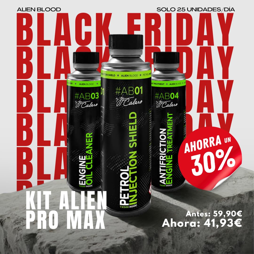 Alien Blood Kit Pro Max Limpiador y Protector de Inyectores Gasolina (250ml) + Limpiador Interno de Motores (250 ml) + Antifricción TX500 Integrado + Alto Rendimiento, Pack Premium