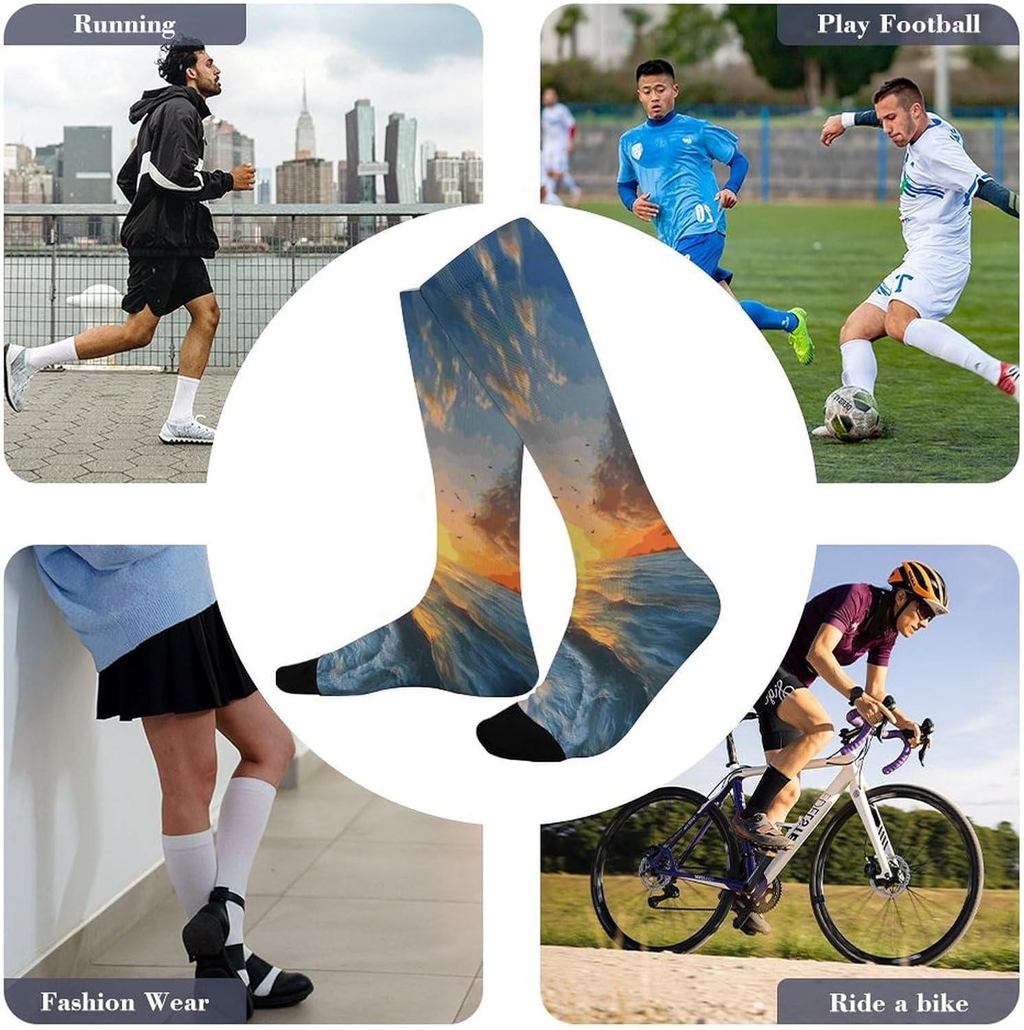 Sunset Sea Socks Hiking Boot Socks Casual Knee High Sock Cozy Outdoor Sport Socks for Women Men