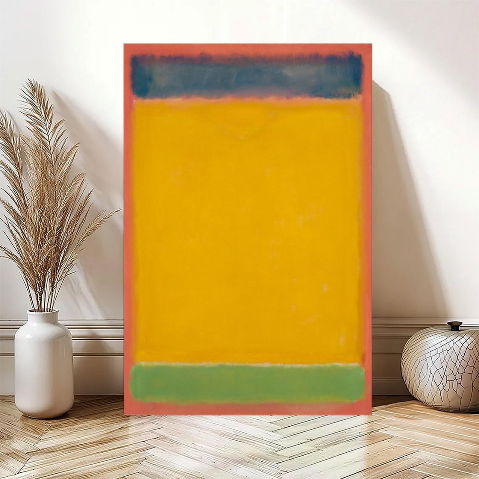 WCYB Mark Rothko Prints plakat bez tytułu (niebieski, żółty, zielony na czerwonym) na płótnie, obraz dekoracyjny, sztuka ścienna do biura, salonu, rama 30,5 x 45,7 cm (dł. x szer.)