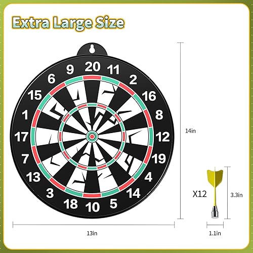 Miniatura 6 de Doloowee 14 PCS Double-Sided Magnetic Kids Dart Board Set, Large Size Boys Toys Dartboards with 12 Darts, Indoor Outdoor Party Games Toys Gifts for
