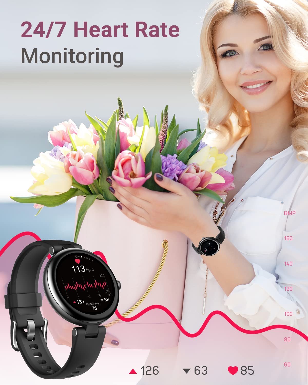 SHANG WING Smart Watch for Women Waterproof, Round Women's Watch ...