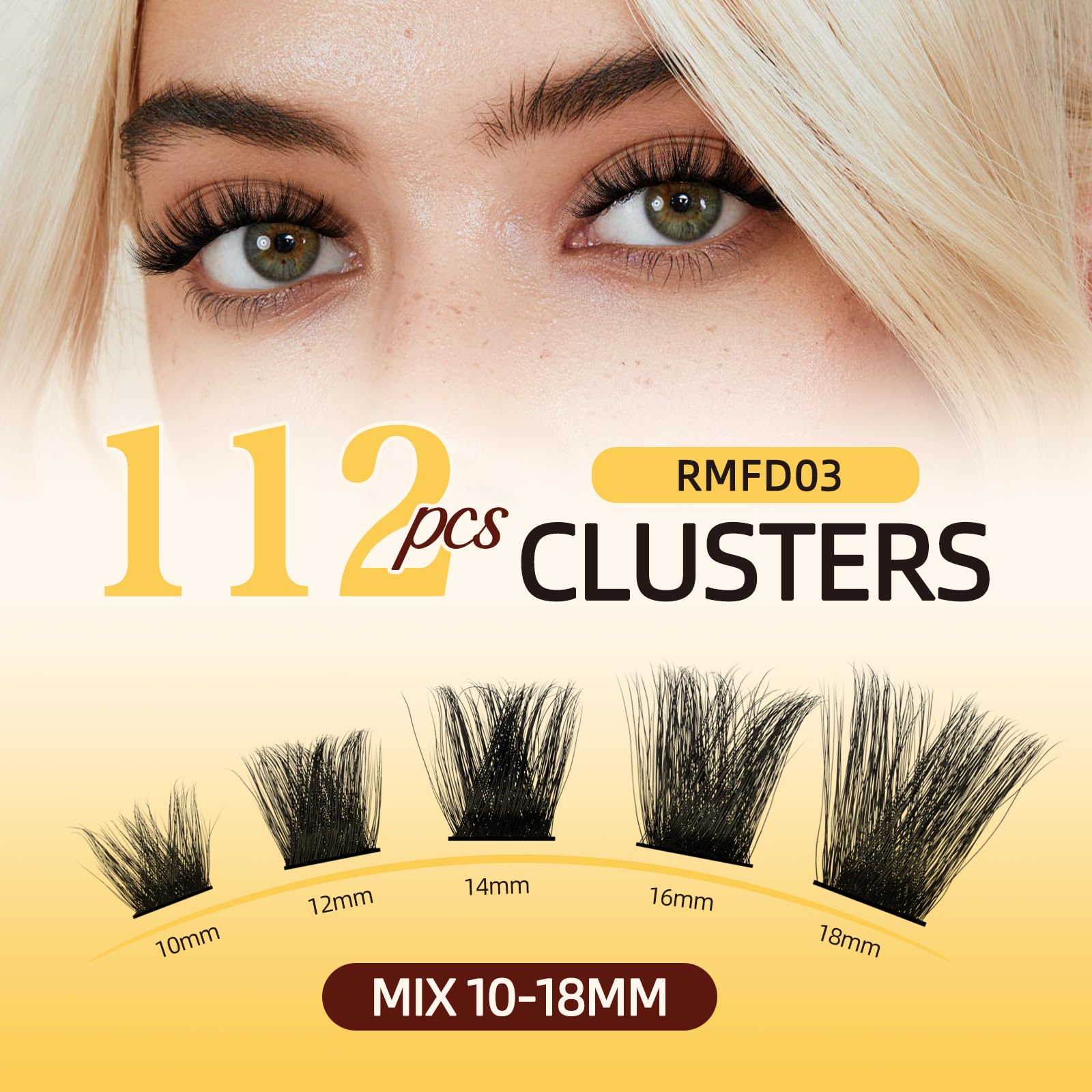 QUEWEL Lash Clusters 112 PCS Eyelash Clusters with Thin Band Cluster Lashes Natural Look Soft and Lightweight Cluster Eyelash Extensions for Beginner DIY Lash Extensions Use at Home (RMFD-03) - Image 2